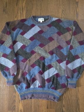 Vintage La Bamba Knit Sweater 100% alpaca hand made pullover - Mens Medium